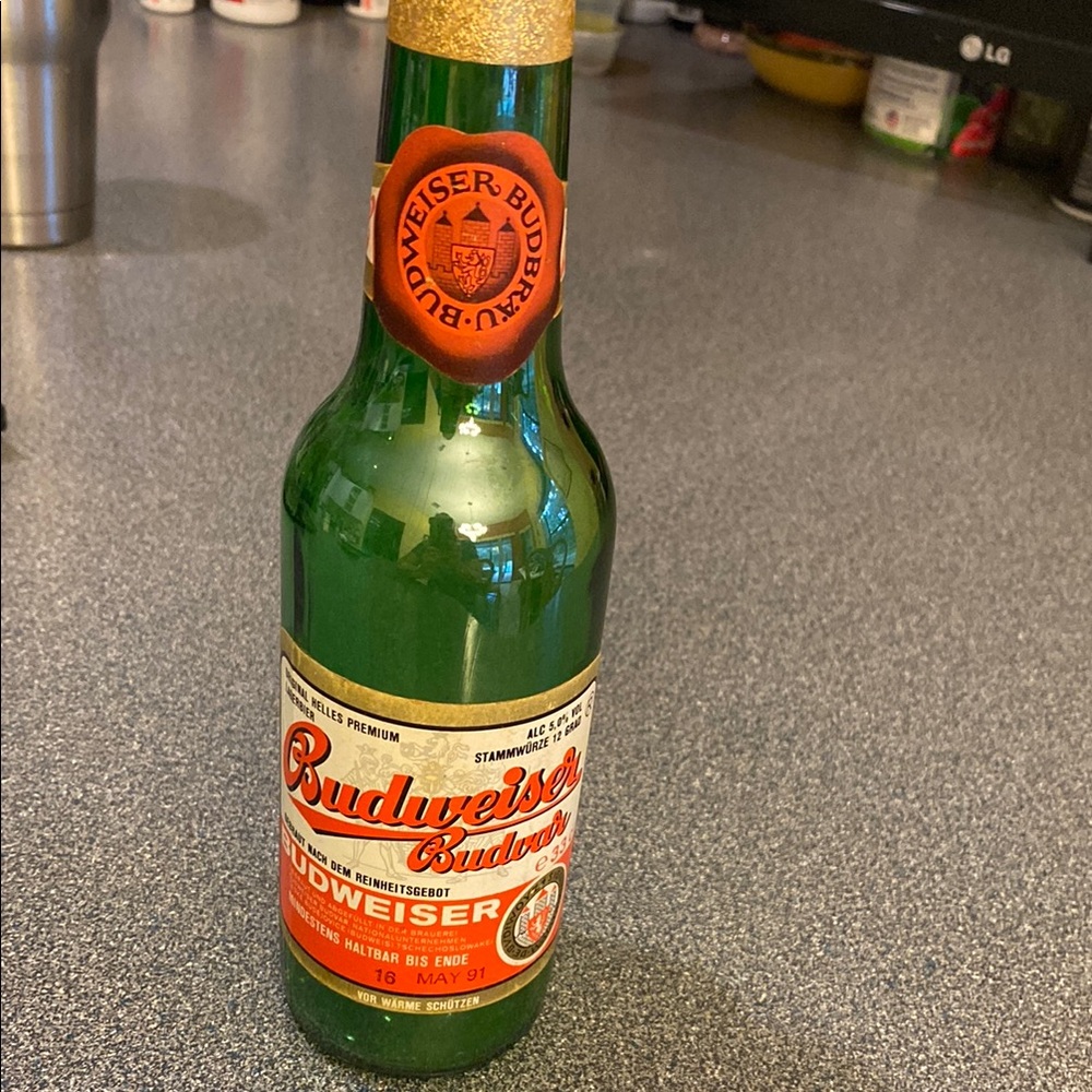 Rare Vintage Budweiser Budvar 33cl Empty Beer Bottle Lager Czechoslovakia